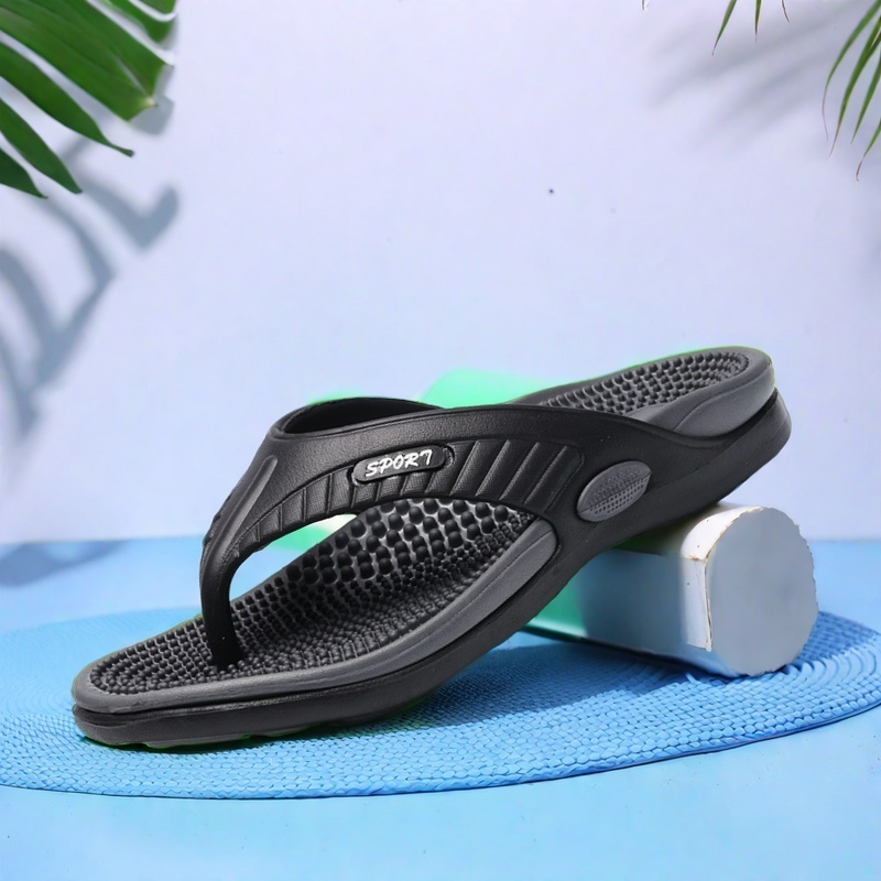 Home Gym Outdoor - รองเท้าแตะผู้ชาย รองเท้าแตะแบบสวมกันลื่นสำหรับฤดูร้อน น้ำหนักเบา สวมใส่สบาย โฟม EVA