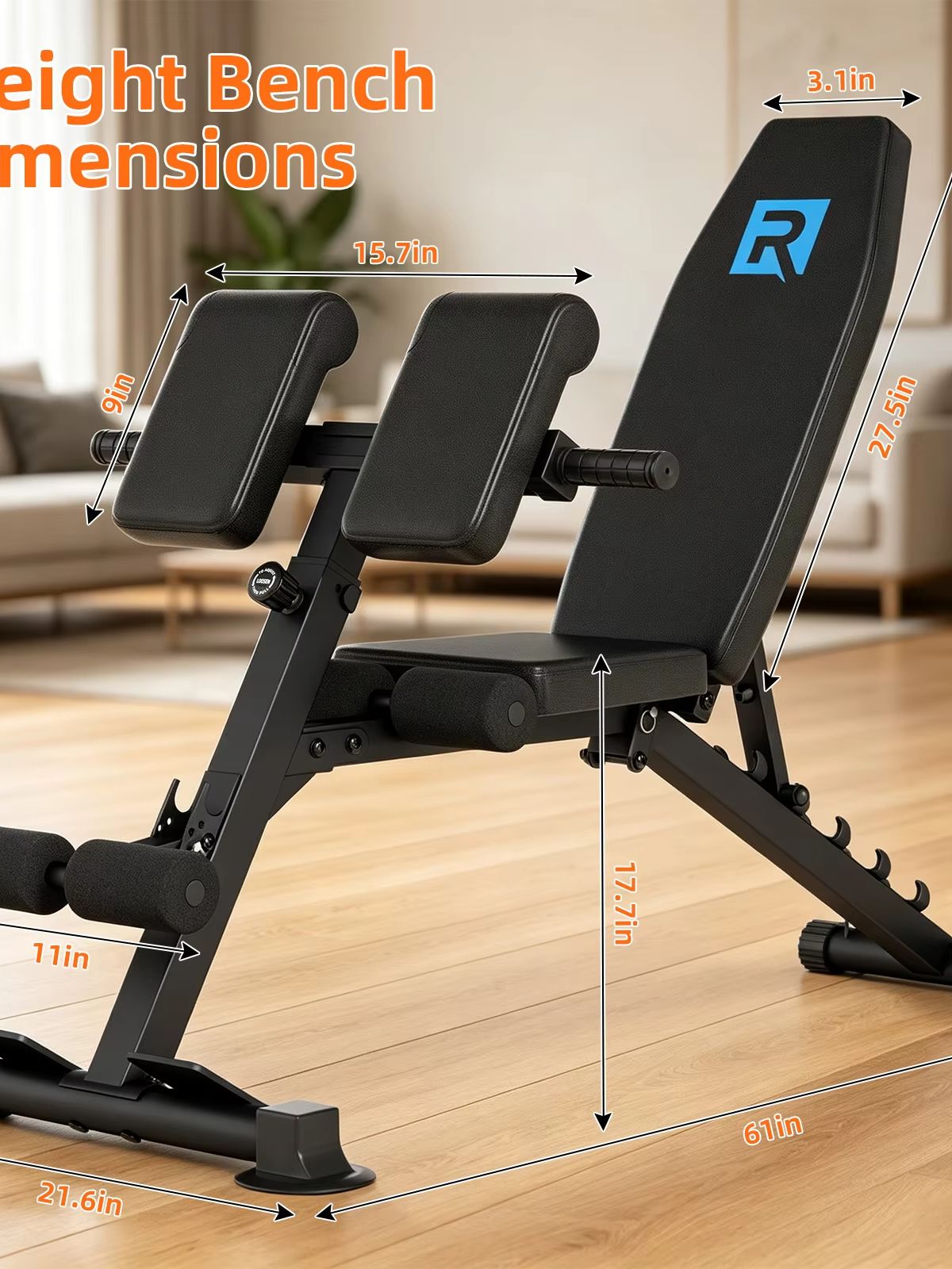 Home Gym Design - ม้านั่งออกกำลังกายแบบปรับน้ำหนักได้ ขนาดกะทัดรัด แข็งแรงทนทาน รองรับน้ำหนักผู้ใช้ได้ถึง 330 ปอนด์