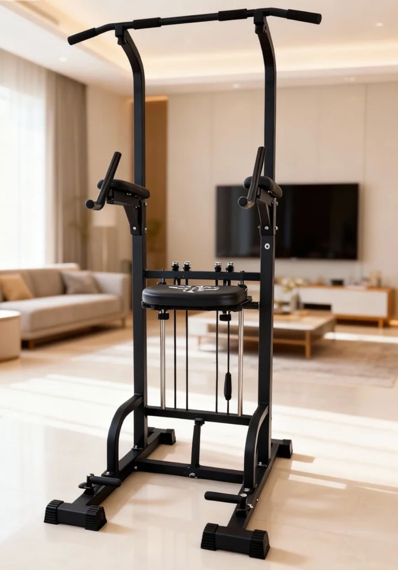 Pull Up Bar Tower - เครื่องออกกำลังกายแบบพาวเวอร์ทาวเวอร์ พร้อมดิปสเตชั่น รับน้ำหนักได้ 450 ปอนด์ สำหรับการฝึกความแข็งแรงที่บ้าน