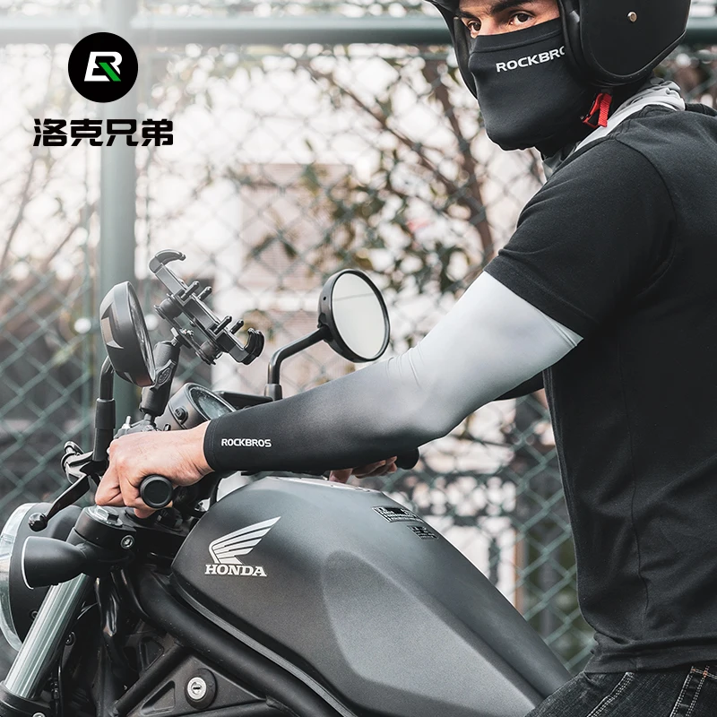 Home Gym Outdoor - ROCKBROS ปลอกแขนผ้าไหมน้ําแข็งกีฬาขี่จักรยานปลอกแขนปกปิดดวงอาทิตย์ป้องกันรังสียูวีระบายอากาศกลางแจ้งวิ่งอุปกรณ์ออกกําลังกาย
