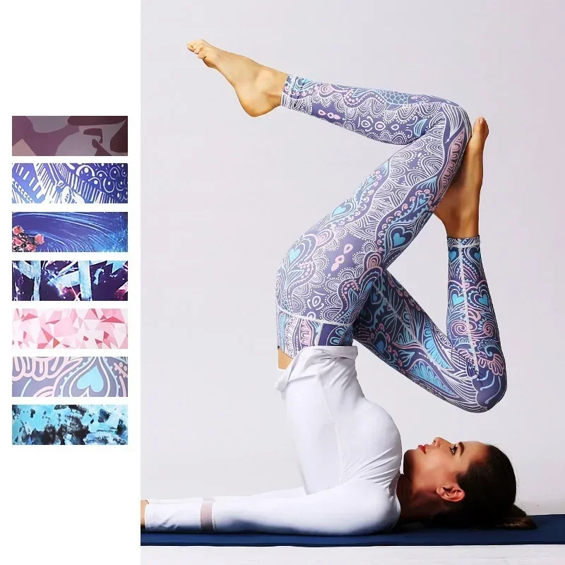 Home Gym Needs - Cloud ซ่อนผู้หญิงบ้านกางเกงโยคะฟิตเนสออกกําลังกายกีฬากางเกงขายาวเอวสูงเซ็กซี่ยาวพิมพ์ Tights ออกกําลังกายวิ่งกางเกง