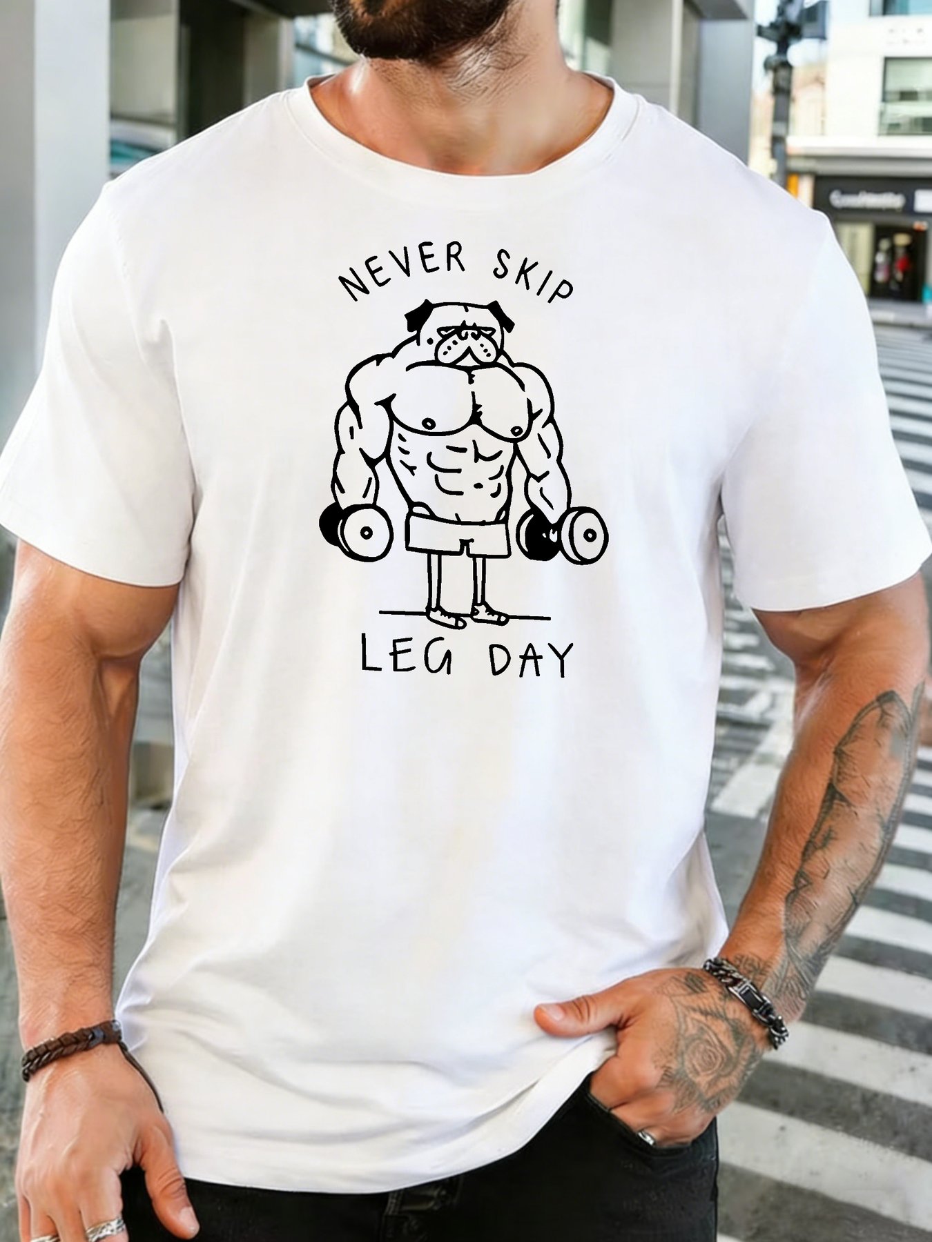 Home Gym Leg Day - เสื้อยืดคอกลมแขนสั้นผ้าฝ้ายนุ่มสบายสำหรับออกกำลังกายลำลองพิมพ์ลายกราฟิก 