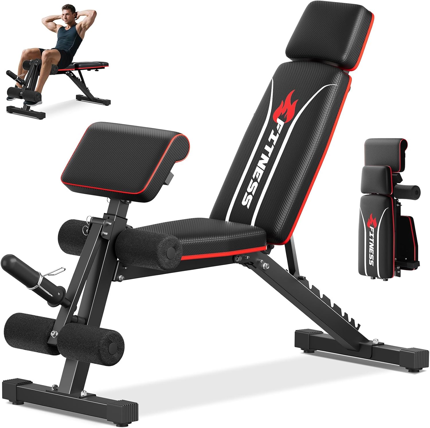 Home Gym Weight - ม้านั่งยกน้ำหนักแบบพับได้สำหรับยิมที่บ้าน, วัสดุโลหะผสม, สีเงิน, รับน้ำหนักได้ 900 ปอนด์,